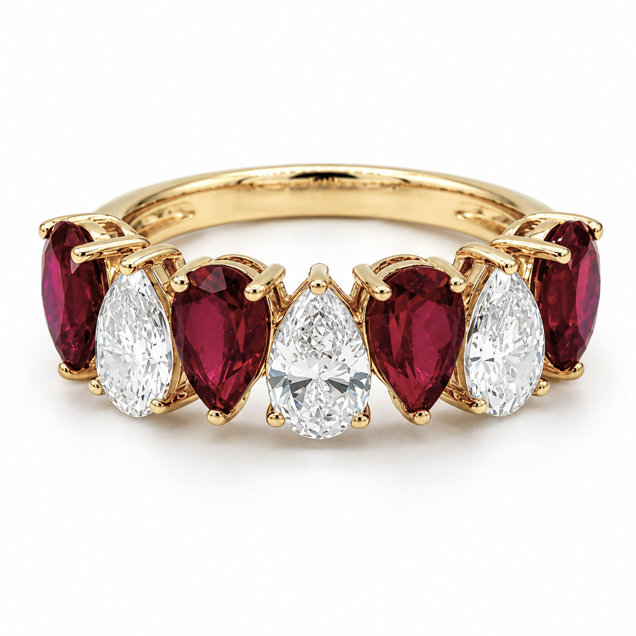 Pear Cut Lab-Grown Diamond Alternating Band in Yellow Gold