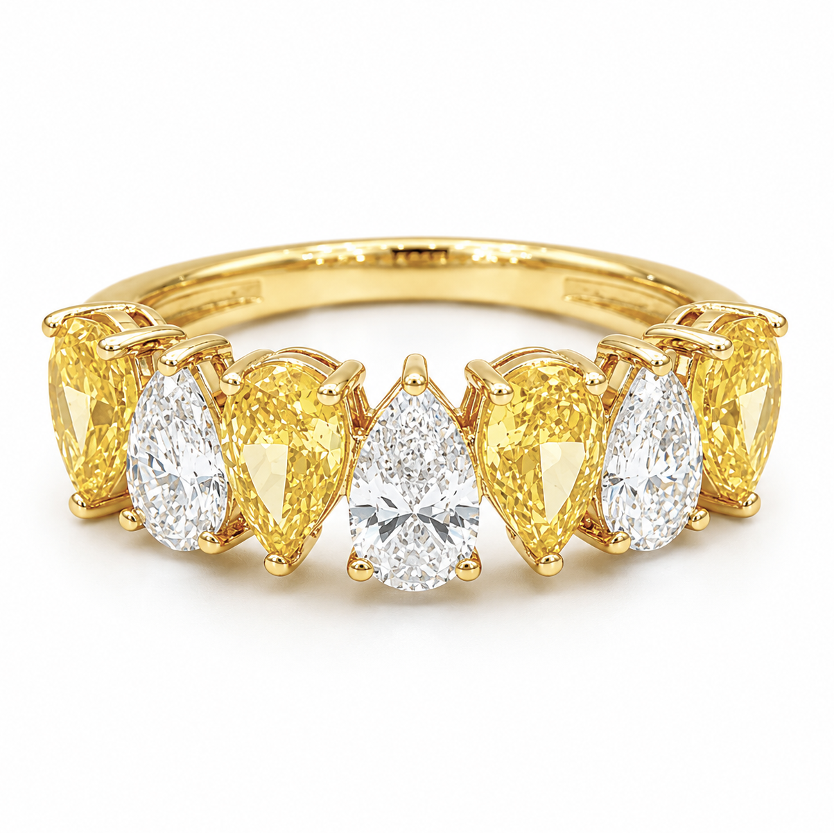 Yellow Gold Pear-Cut Diamond Multistone Ring