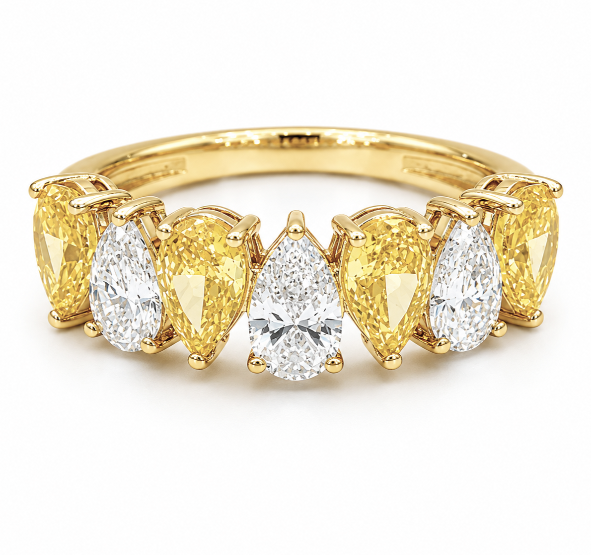 Pear Cut Lab-Grown Diamond Alternating Band in Yellow Gold